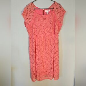 Motherhood Maternity Pink Lace Dress Size Large